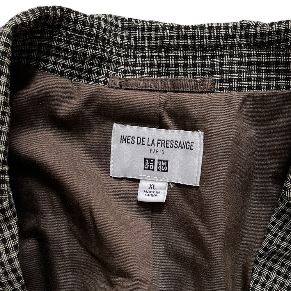 ***SOLD*** Ines De La Fressange Paris x Uniqlo | Linen Cotton Checkered  Blazer - Picture 4 of 13